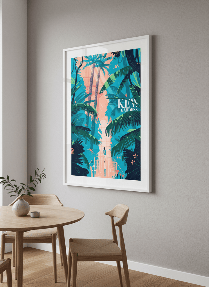Wall art styled above a dining table in a contemporary home