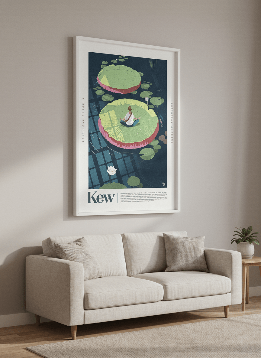 Modern wall art styled above a sofa in a neutral living room