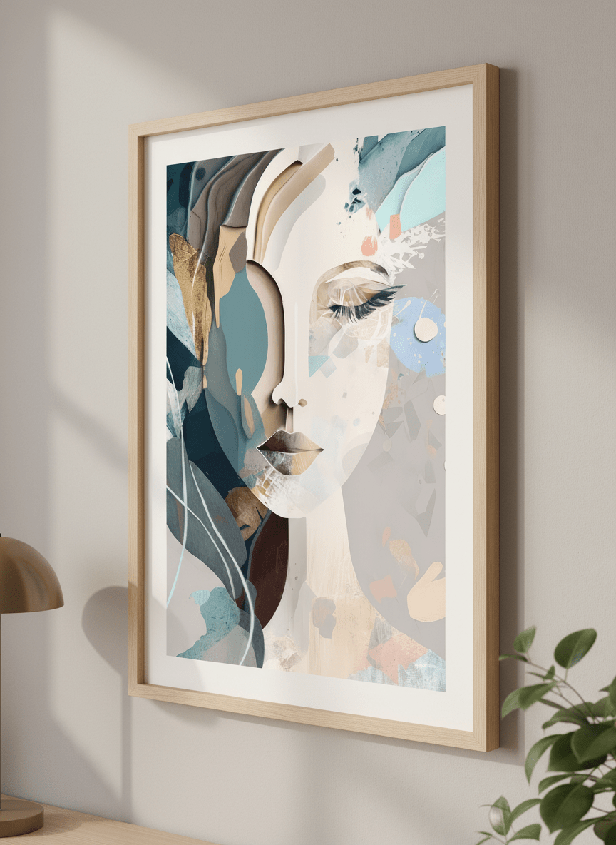 Contemporary wall art featured in a bright modern office workspace