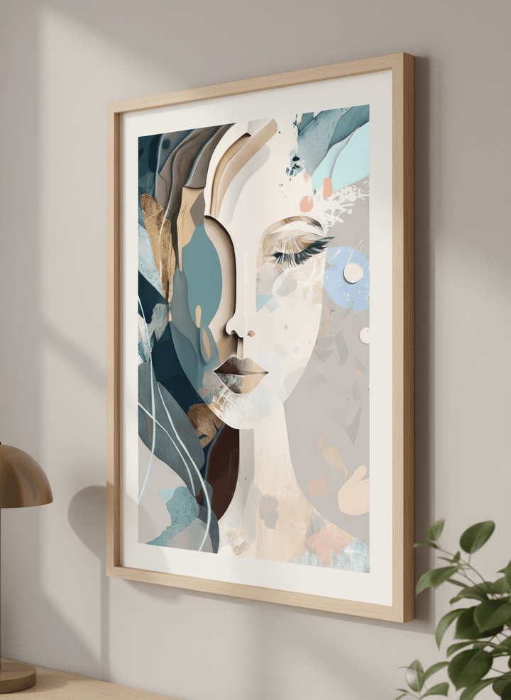 Contemporary wall art featured in a bright modern office workspace