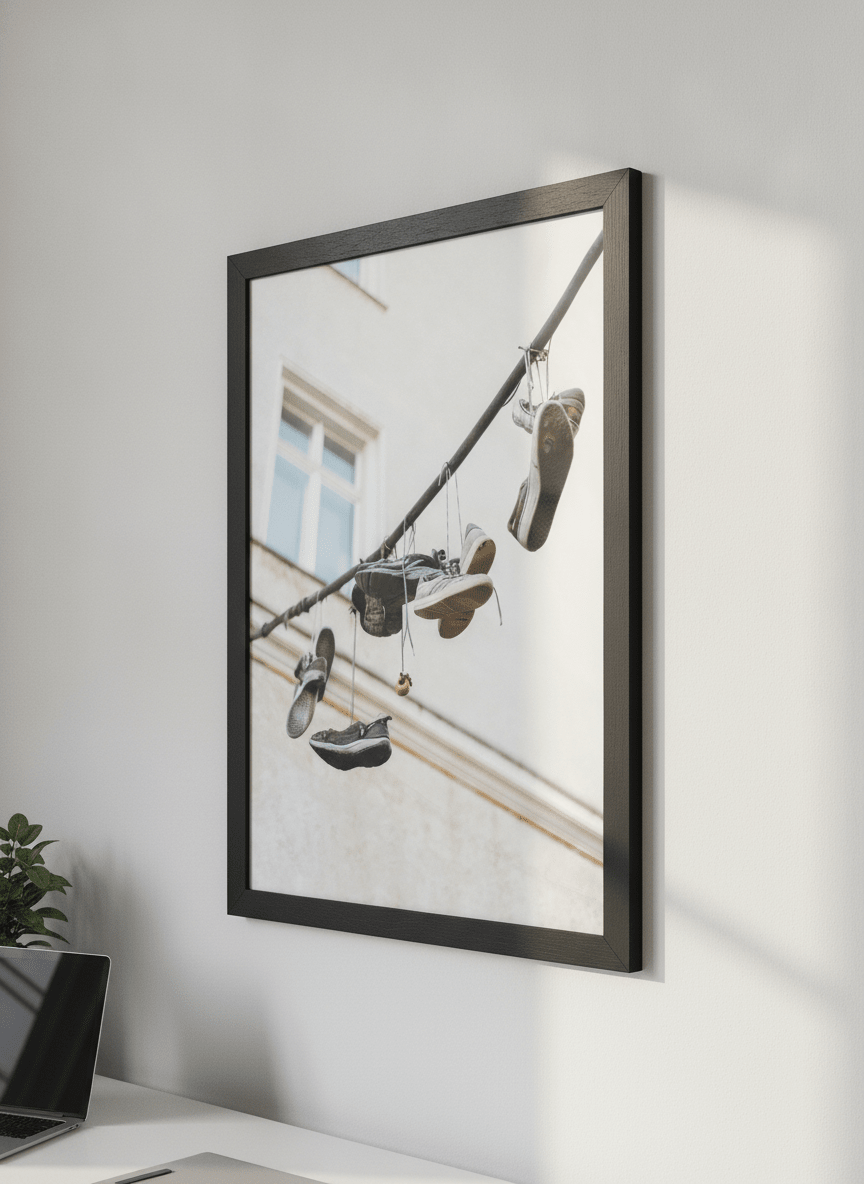 Contemporary wall art featured in a bright modern office workspace