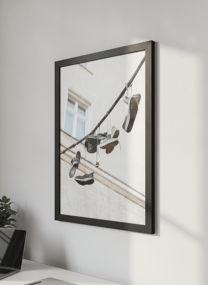 Contemporary wall art featured in a bright modern office workspace