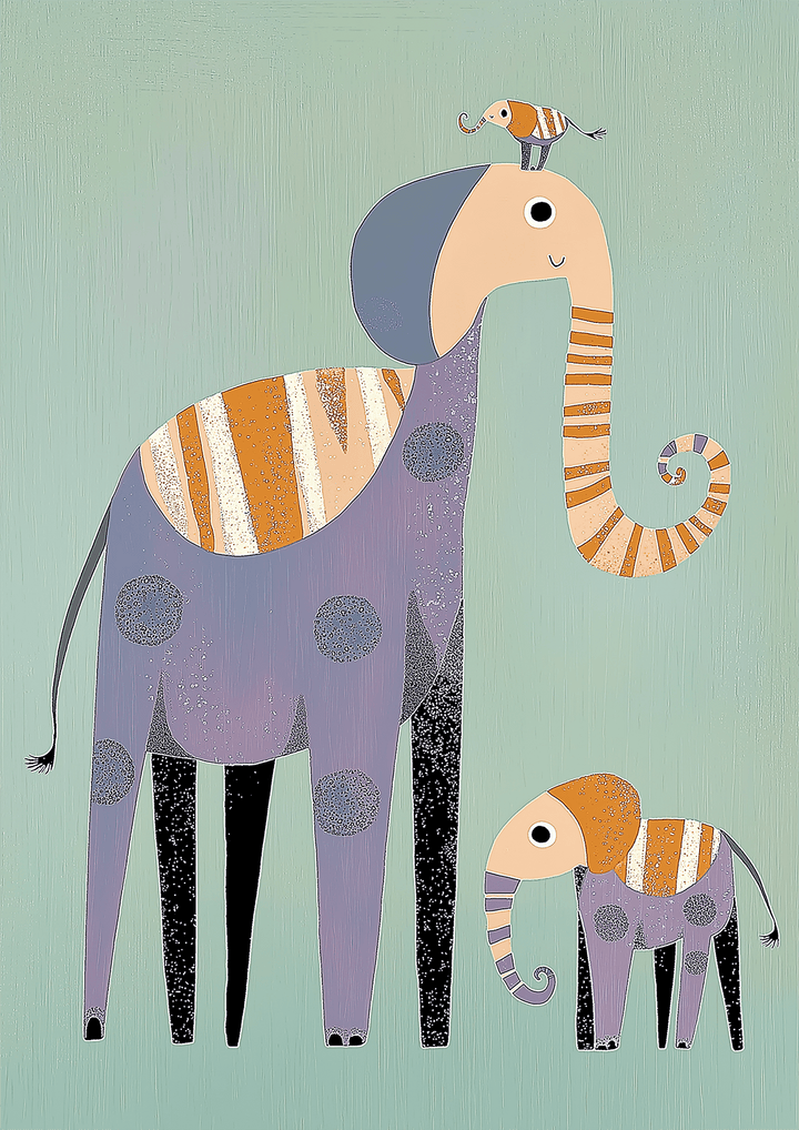 Kids Elephant Illustration Art - Style My Wall