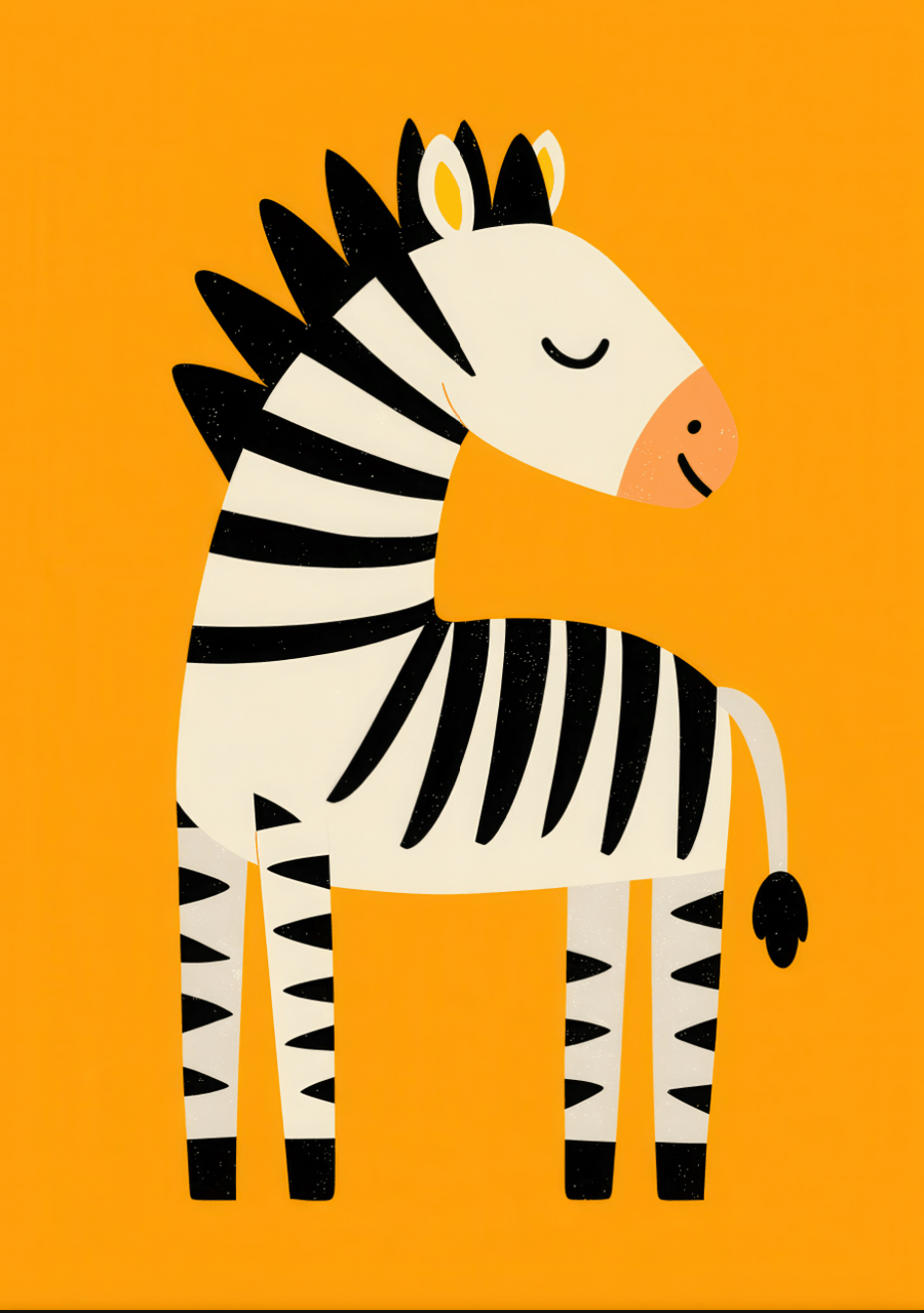 Kids Zebra Nursery Children's Wall Art Print