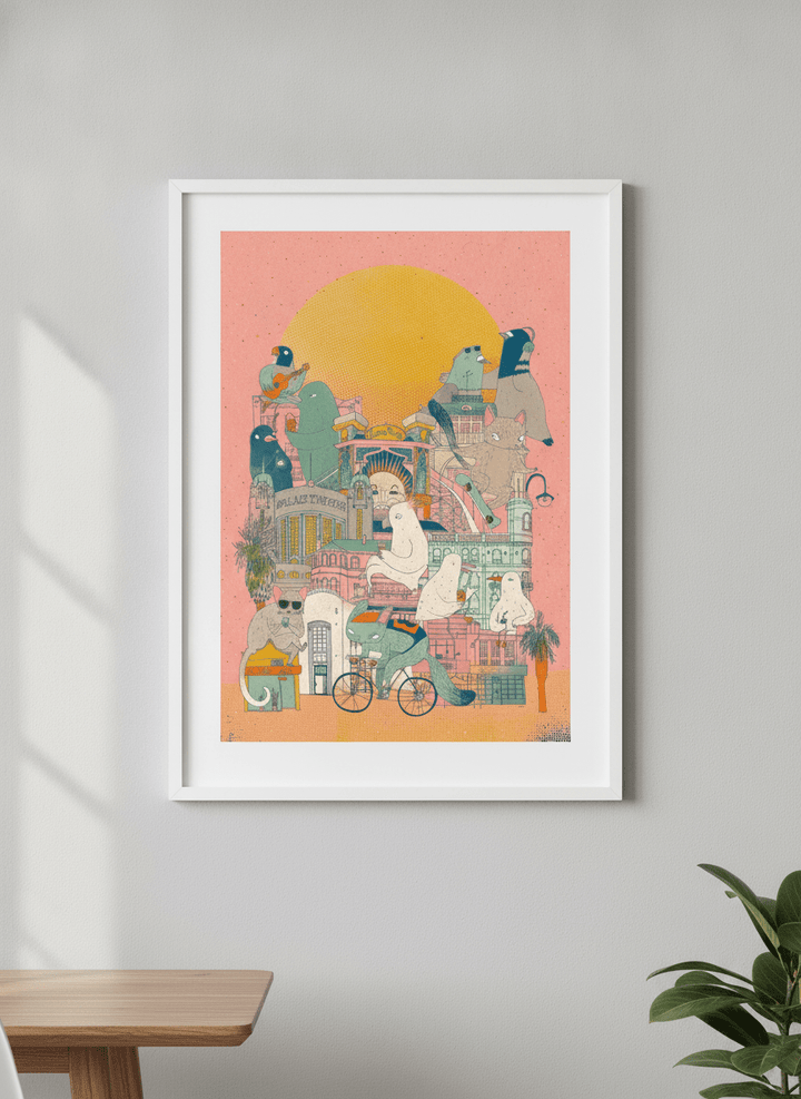Contemporary wall art featured in a bright modern office workspace