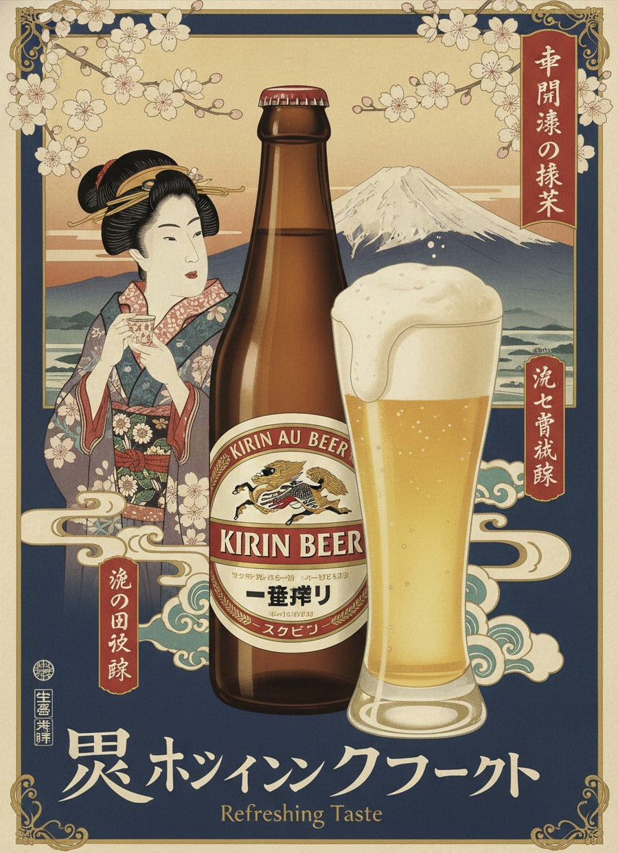Kirin Beer Japanese Vintage Wall Art Poster