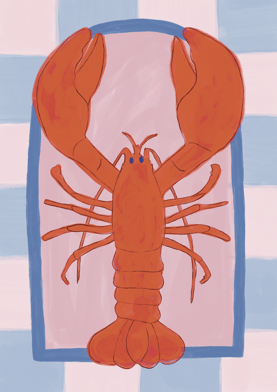Kitchen Lobster Wall Print by Lucia Sankovic