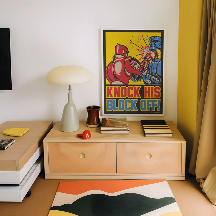 Knock His Block Off Rock Em Robots Wall Art Print wall - art - picture - poster