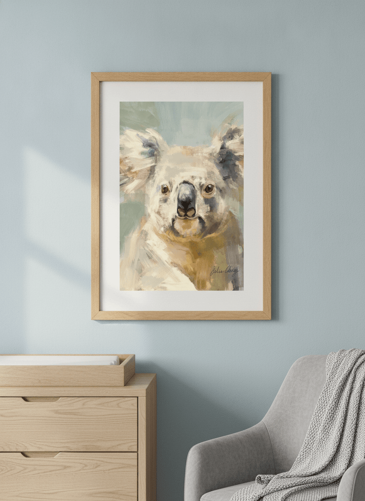 Soft neutral wall art styled in a serene nursery with pastel tones