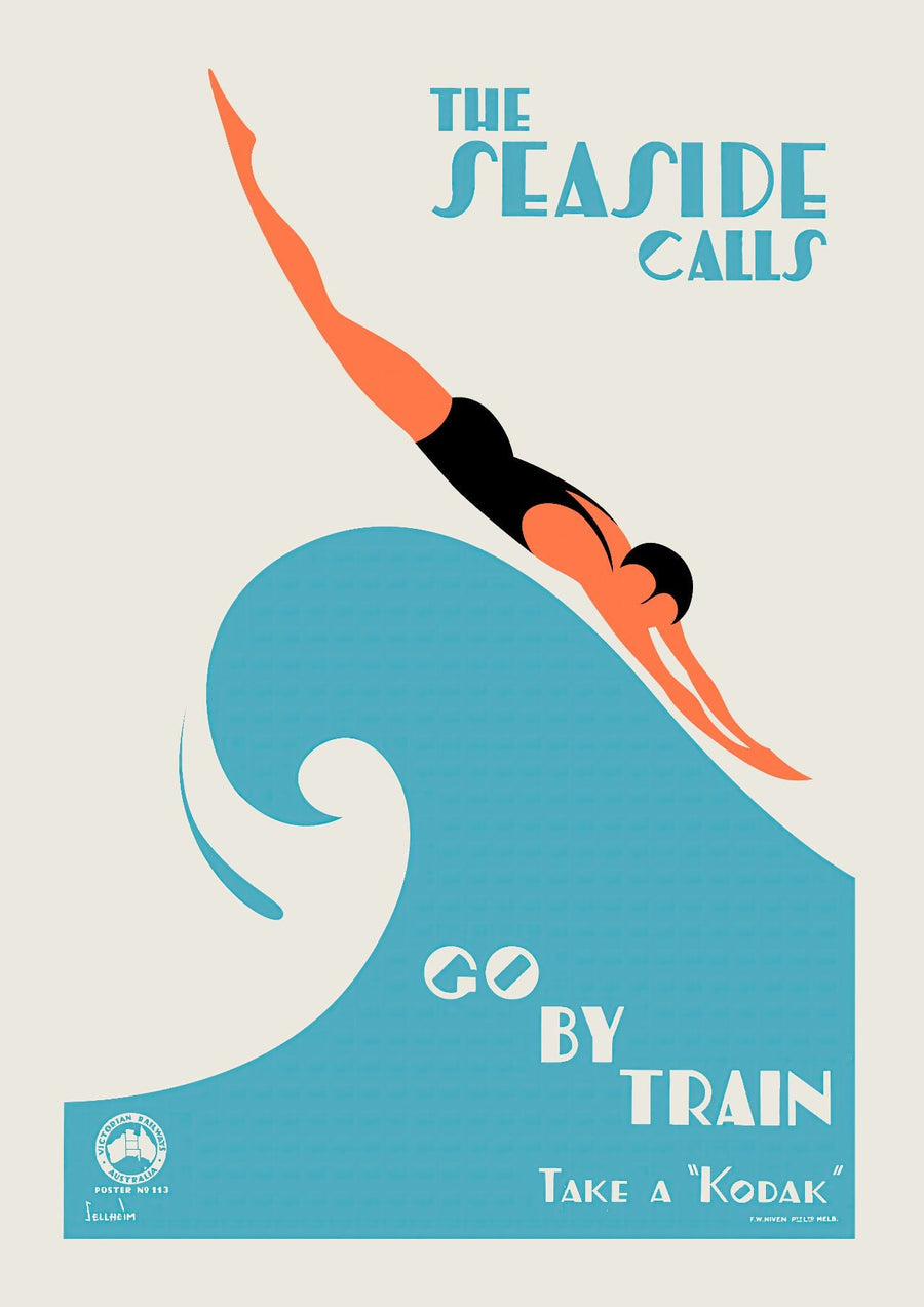 Kodak Seaside Calls Vintage Poster