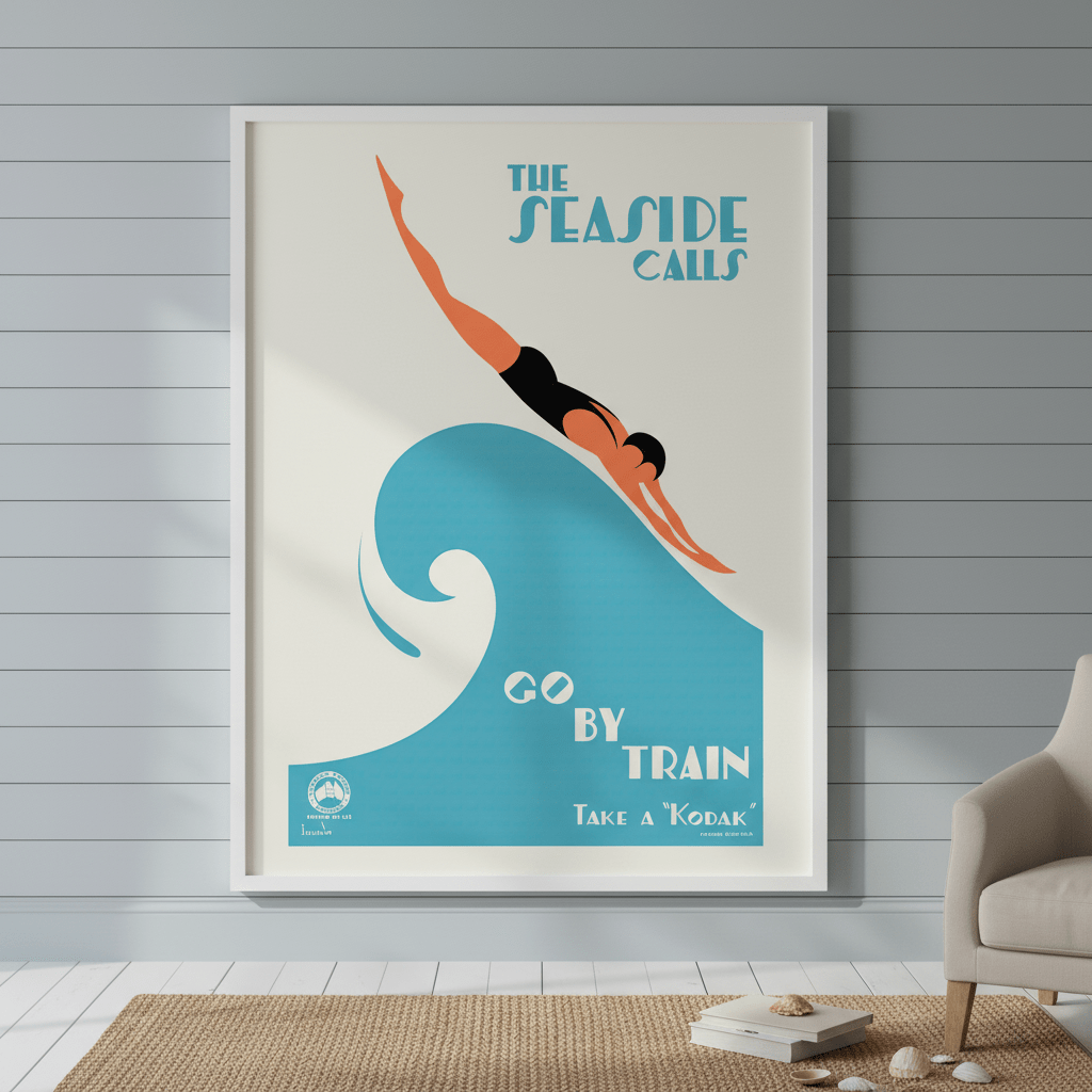 Kodak Seaside Calls Vintage Poster wall - art - picture - poster