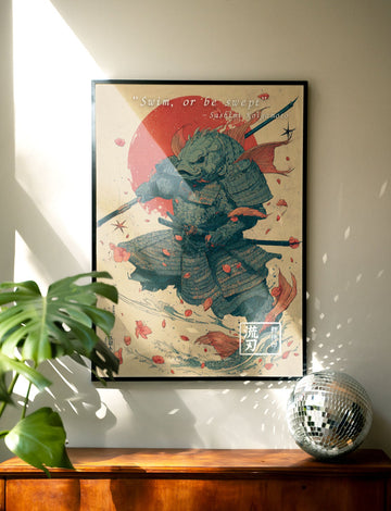 Koigamoto Fish Samurai Japanese Vintage Poser wall - art - picture - poster