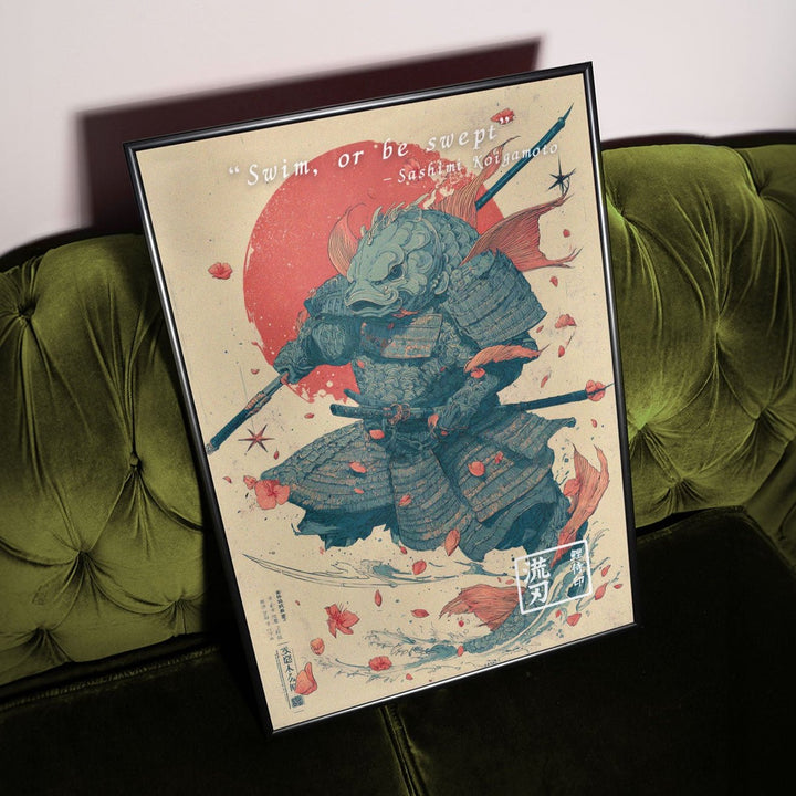 Koigamoto Fish Samurai Japanese Vintage Poser wall - art - picture - poster