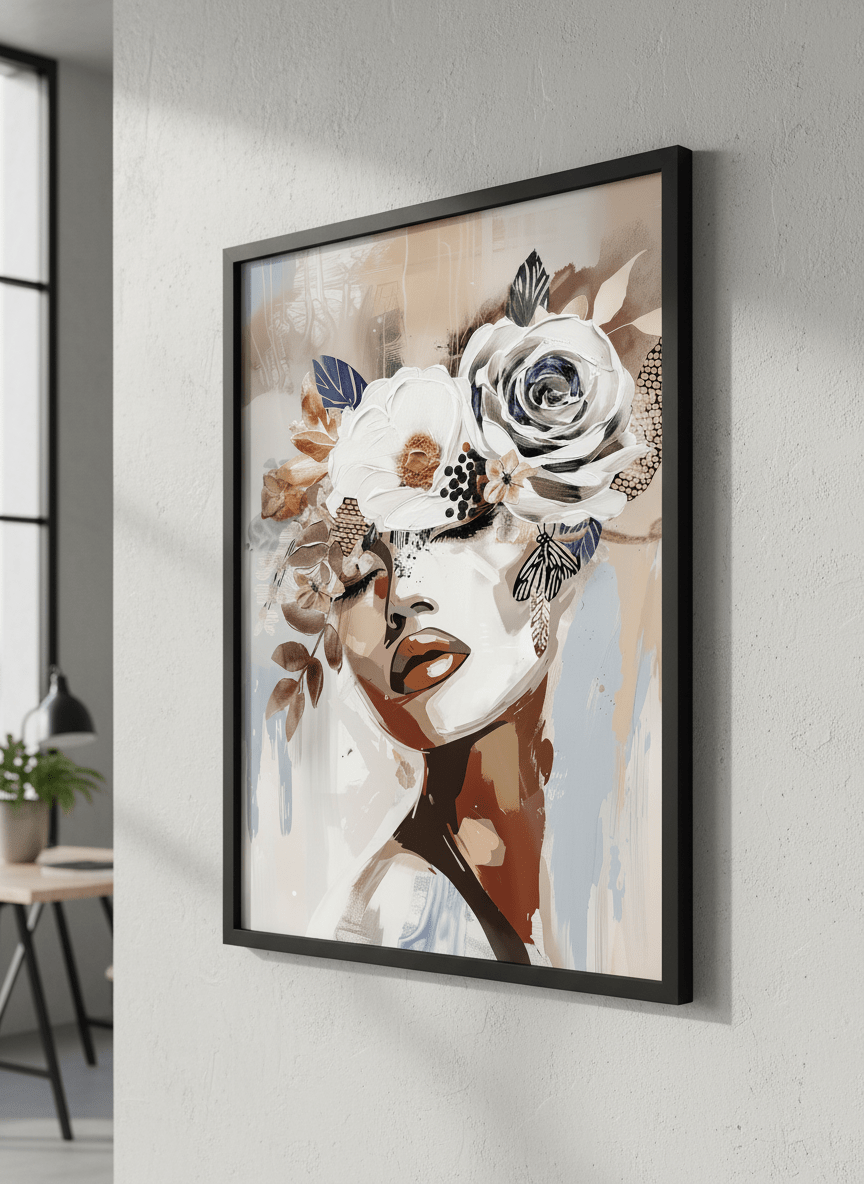Contemporary wall art featured in a bright modern office workspace