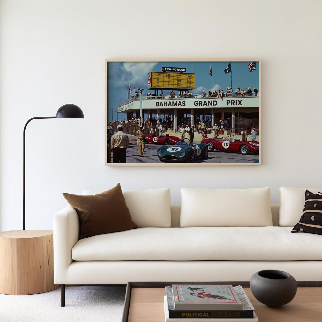 La Dolce Vita Bahamas Grand Circuit Wall Art,livingroom,timber border