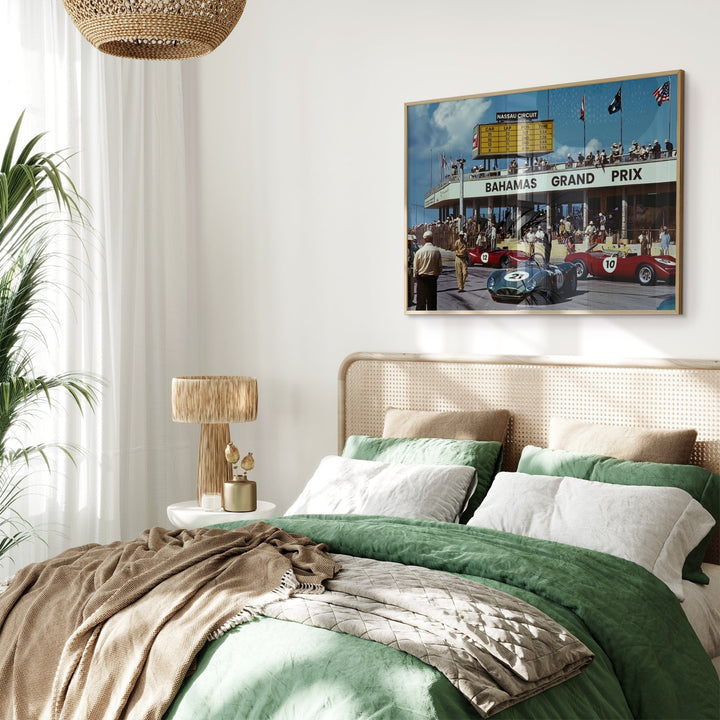 La Dolce Vita Bahamas Grand Circuit Wall Art,livingroom,timber border