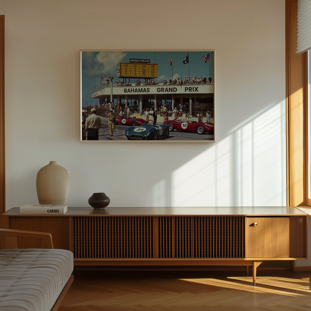 La Dolce Vita Bahamas Grand Circuit Wall Art,livingroom,timber border