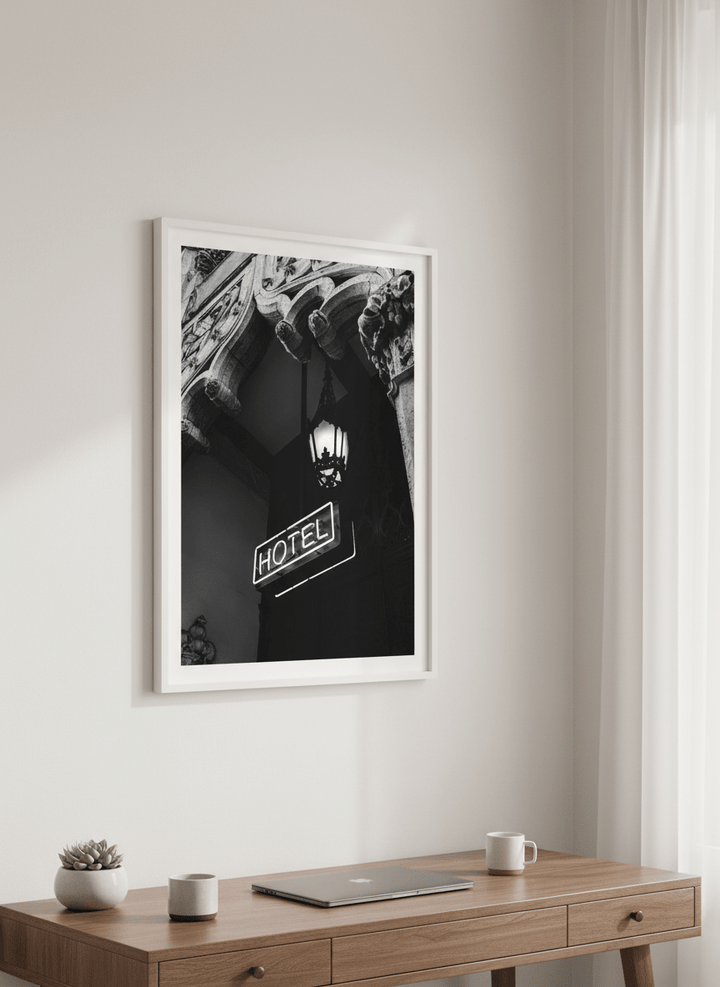 Contemporary wall art featured in a bright modern office workspace