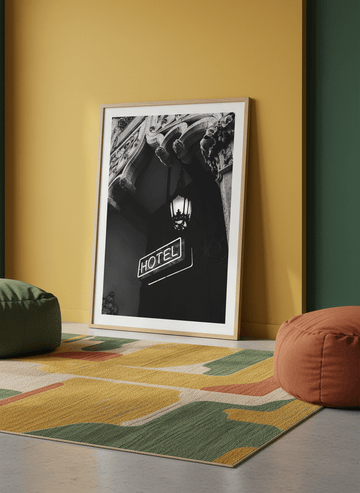 Bold wall art styled in a colourful, eclectic modern home