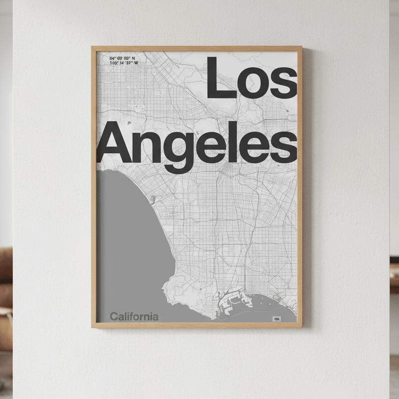 LA Minimal Map by Florent Bodart wall - art - picture - poster