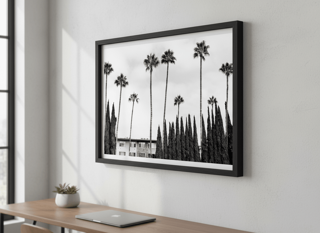 Contemporary wall art featured in a bright modern office workspace