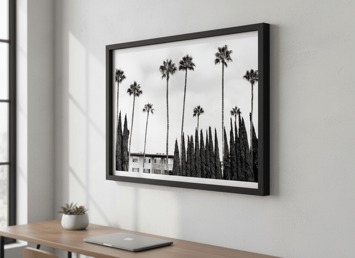 Contemporary wall art featured in a bright modern office workspace