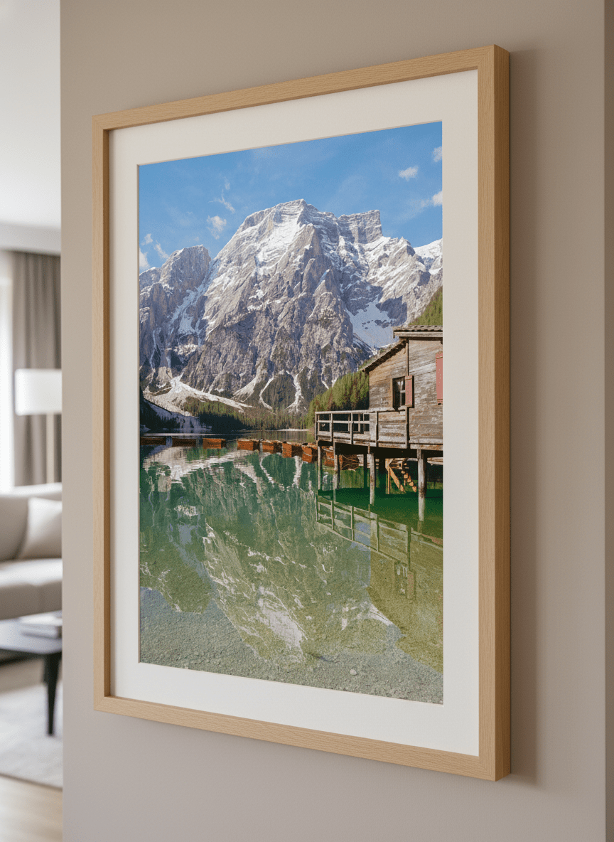 Modern wall art styled above a sofa in a neutral living room