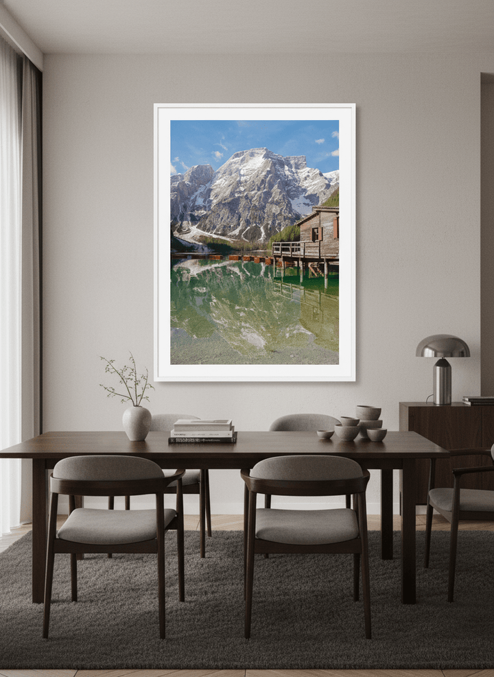 Monumental artwork centred on a feature wall in a luxe interior