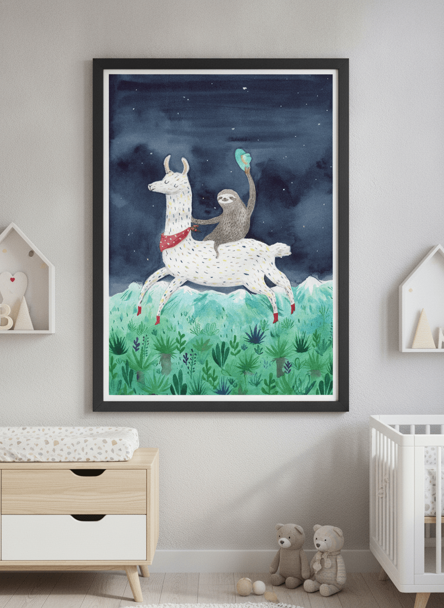Soft neutral wall art styled in a serene nursery with pastel tones
