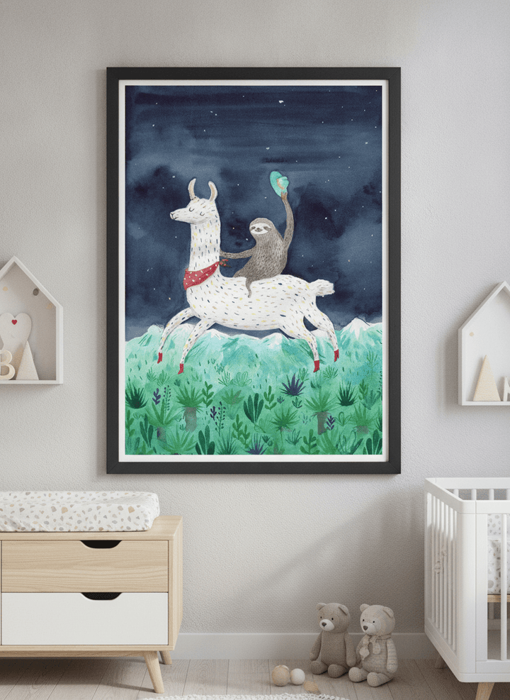Soft neutral wall art styled in a serene nursery with pastel tones