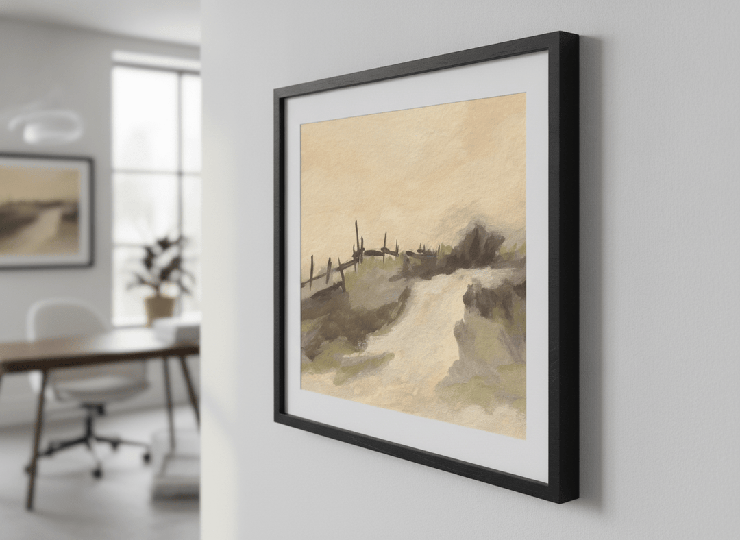 Contemporary wall art featured in a bright modern office workspace