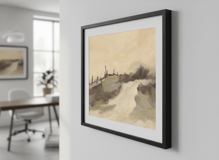 Contemporary wall art featured in a bright modern office workspace