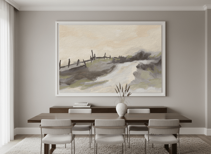 Monumental artwork centred on a feature wall in a luxe interior
