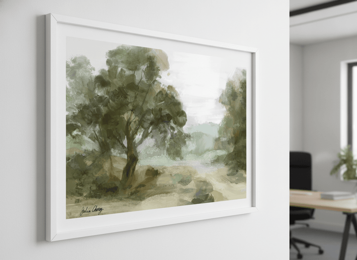 Contemporary wall art featured in a bright modern office workspace