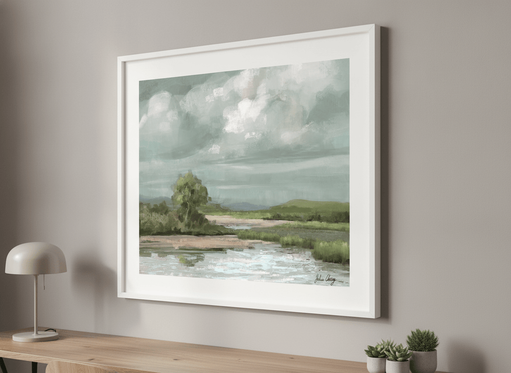 Contemporary wall art featured in a bright modern office workspace