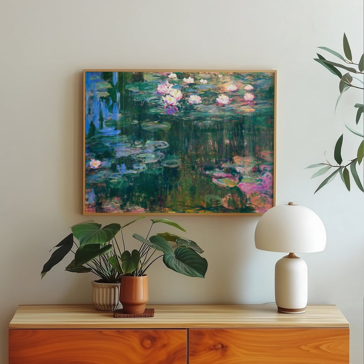 Landscape Water Lilies Impressionist by Monet,livingroom,timber border