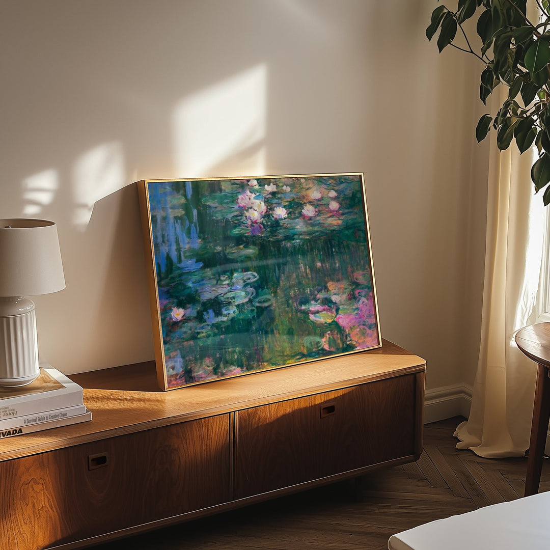 Landscape Water Lilies Impressionist by Monet,livingroom,timber border