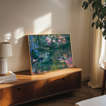 Landscape Water Lilies Impressionist by Monet,livingroom,timber border