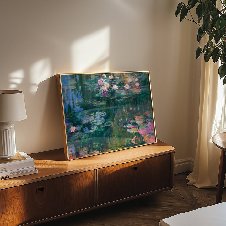 Landscape Water Lilies Impressionist by Monet,livingroom,timber border