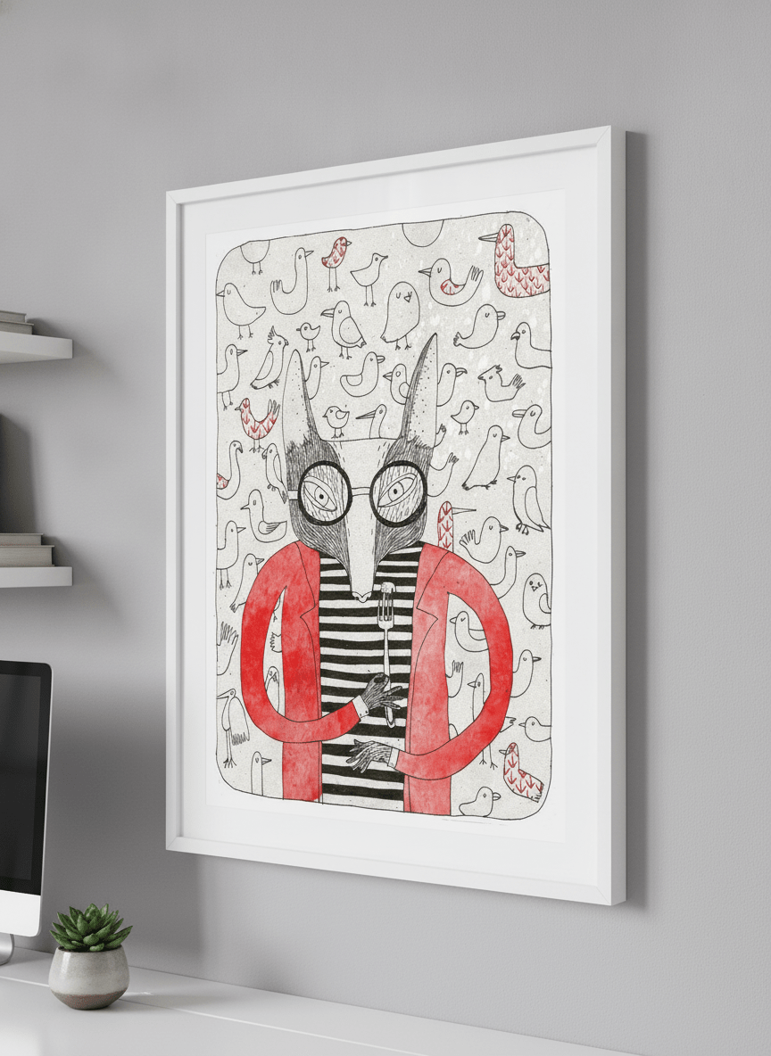Contemporary wall art featured in a bright modern office workspace