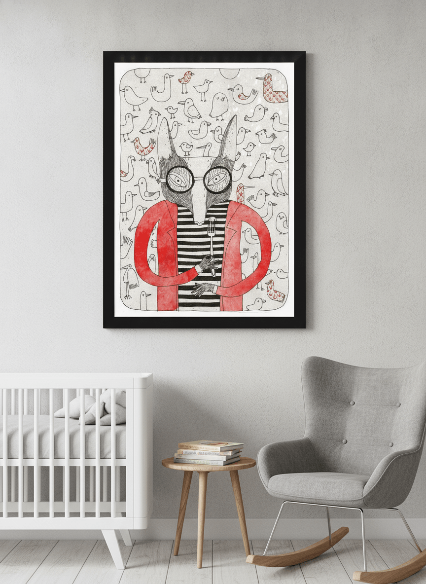 Soft neutral wall art styled in a serene nursery with pastel tones