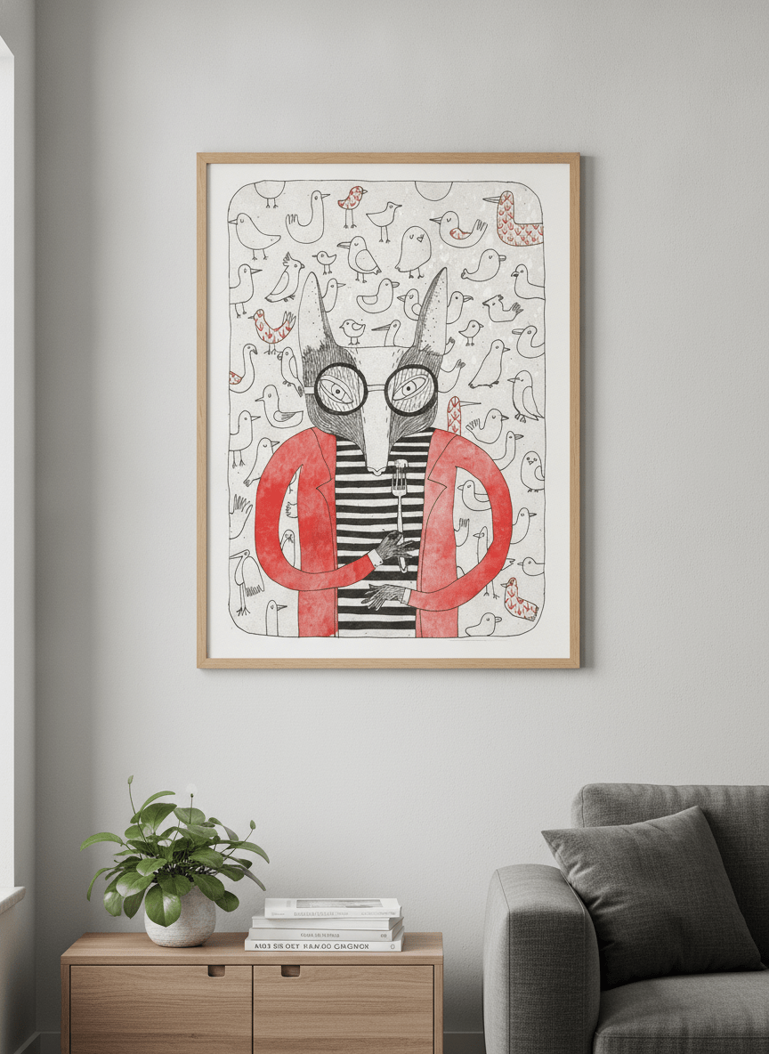 Modern wall art styled above a sofa in a neutral living room