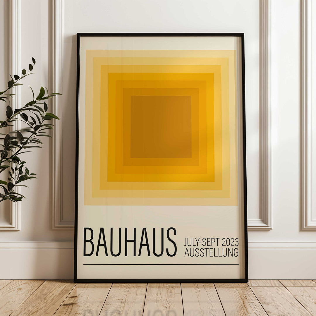 black wall art yellow geometric print poster