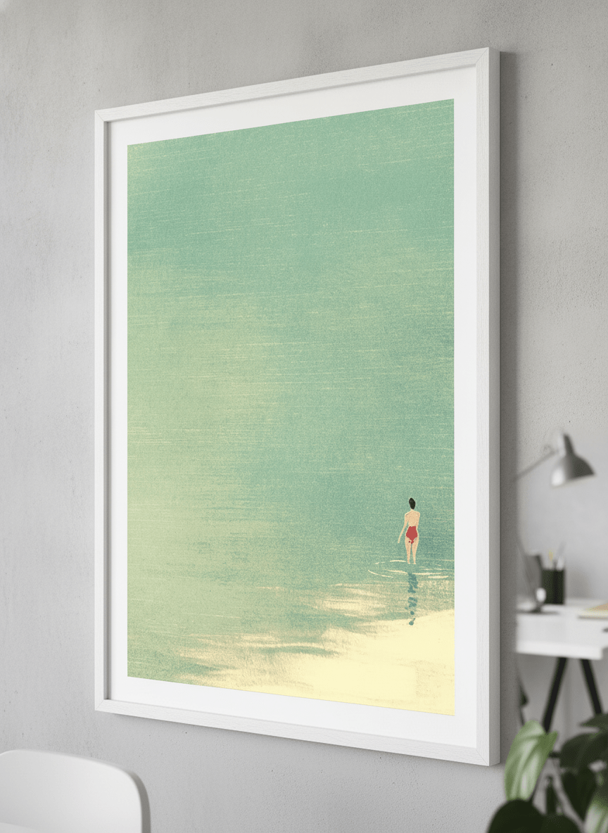 Contemporary wall art featured in a bright modern office workspace