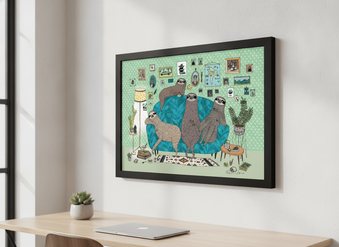 Contemporary wall art featured in a bright modern office workspace