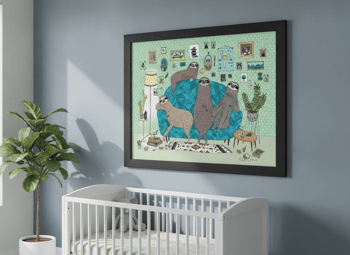 Soft neutral wall art styled in a serene nursery with pastel tones