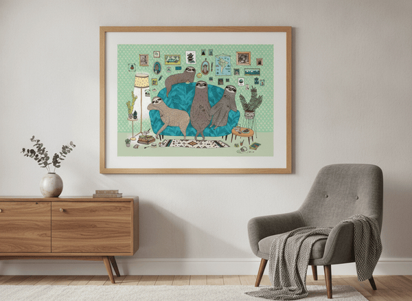 Lazy Sloths Mint By Luka VA | Art & Canvas Print