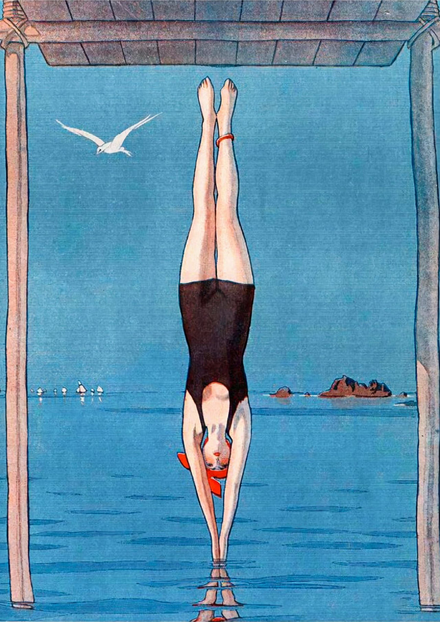 Le Longeon France Diving Vintage Poster