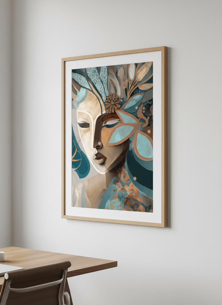 Contemporary wall art featured in a bright modern office workspace