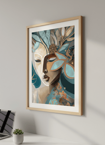 Contemporary wall art featured in a bright modern office workspace